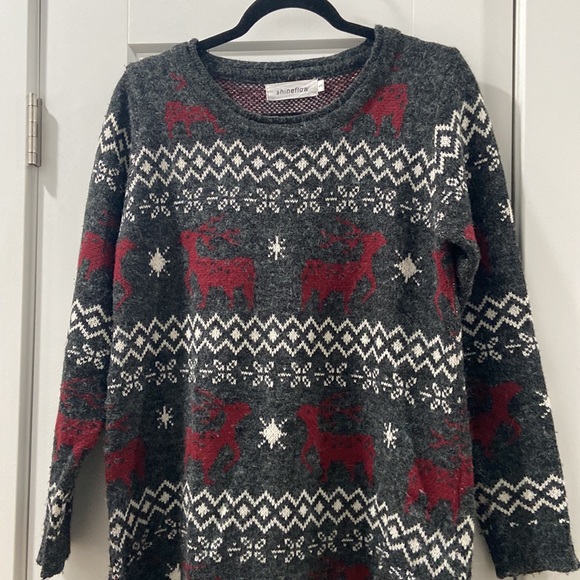 Shineflow Women's Reindeer Snowflake Midi Christmas Pullover Sweater Small EUC - Picture 7 of 13